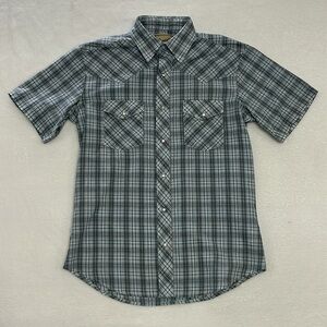 Wrangler Western Pearl Snap Short Sleeve Plaid Shirt sz Medium